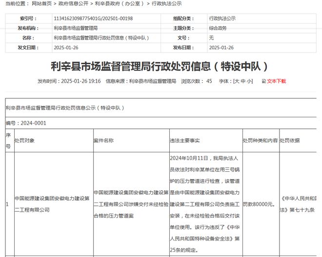 未采取措施消除事故隐患中国能建安徽电建二公司被罚(图2)