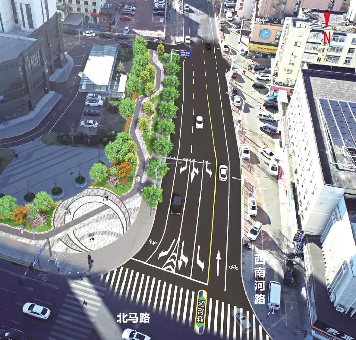 烟台西南河路口袋公园开建 定位为“海上明月辉洒星河”(图1)